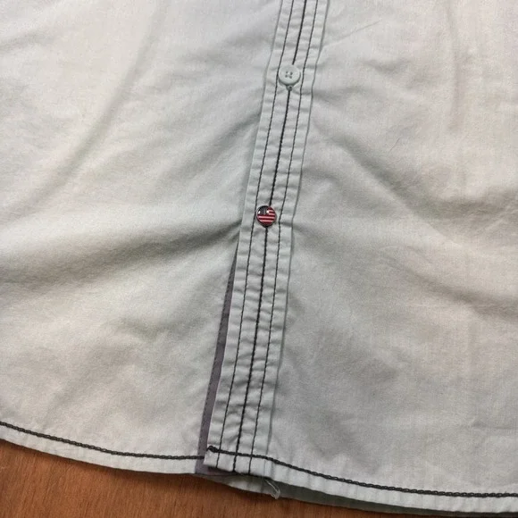 Drill Clothing Company Teal Short Sleeve Collar Button Up Shirt Sz XL Western - Picture 8 of 13